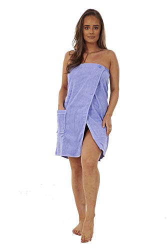 Toalla de toalla para mujer, 100% algodón, muy absorbente, de rizo suave, para ducha, spa, sauna, playa, gimnasio, albornoz, algodón, Lila, large/extra-large