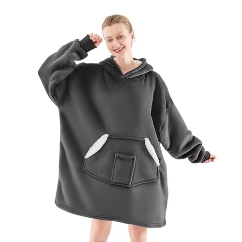 NORD ECO Wearable Blanket Hoodie, Oversized Sherpa Fleece Sweatshirt Blanket with Giant Pockets...