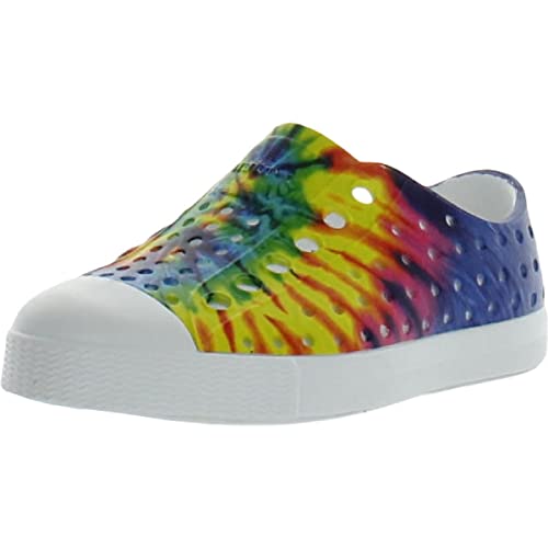 Native Shoes Kids Jefferson Print Sneakers For Toddlers - Flexible Eva Upper, Colorful Fun Prints Allover, And Round Closed Toe Shell White/Shell White/Neon Multi Tie-Dye 9 Toddler M #TOP5