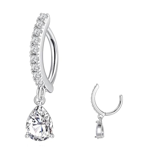 ZHITENG 14G Clicker Piercing Nombril Anneau pour Femmes, Diamant Anneau de Nombril Hypoallergénique Courbé Inversé Belly Button Ring Navel Jewellery, Bijoux de Corps...