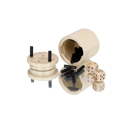 BestSaller 3030 ’SUPER SIX’ Holz, auch für Reise & Camping, 36 Spielstäbchen & 2 Würfel, Natur (1 Stück)