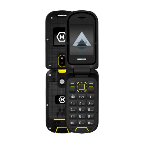 Téléphone à clapet Hammer DIG LTE 4G Robuste, 2 écrans, sans simlockage, Double SIM, sans contrat, 1200 mAh, 4G/LTE, étanche IP68