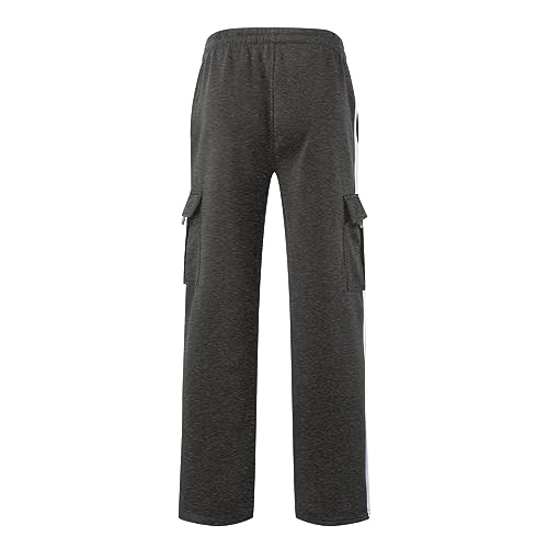 Finelylove Men's Heavyweight Fleece Cargo Sweatpants Open Bottom Loose Fit Sweat Pants Workout Cargo Pants Joggers4
