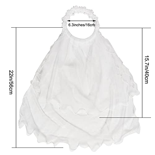 Lystaii Girls Bowknot Rhinestone Flower Veil Girls First Holy Communion Headband Hair Wreath Floral Crown Pearls Crystal Lace Headpiece Veil White for Wedding Party2