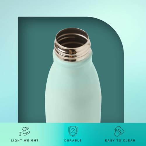 Image of United Colors of Benetton 750 ml Stainless Steel Water Bottle, Single Wall, Lightweight, Durable, Leak-Proof Cap, BPA-Free, Rust Resistant, Easy to Clean, Travel /Gym /Office /School Use (Green)