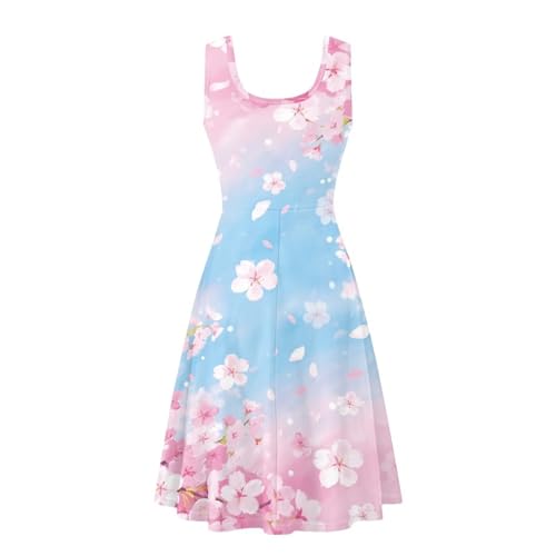 Image of Dreaweet Casual Sleeveless Dresses for Women Girls, Round Neck Tank Dresses with Pockets Summer Sundress Size XS-4XL