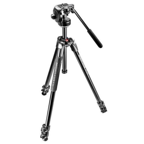 Manfrotto 290 Xtra Aluminum 3-Section Tripod Kit with Fluid Video Head (MK290XTA3-2WUS) Black