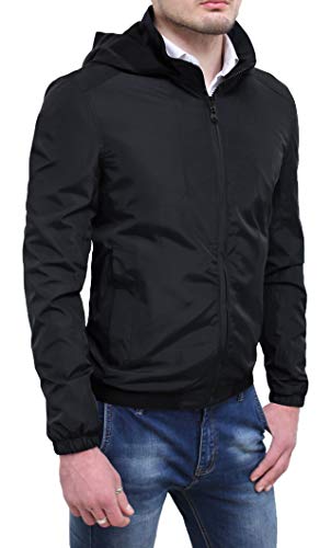 Parka moto homme avec capuche Evoga veste noire décontractée coupe-vent S