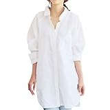 トップス レディース 夏 バックロゴ Tシャツ 英字プリント 半袖 カットソー トップス ゆったり ビッグシルエット 夏 ブラウス レディース 春 tシャツ トップス 夏服 綿麻 Vネック Tシャツ リネンシャツ 無地 ボタン ゆったり 大きいサイズ 前開き 夏 秋 お洒落 可愛い プリント カジュアル シンプル リラックス chic風 森ガール (M/G6 ホワイト)