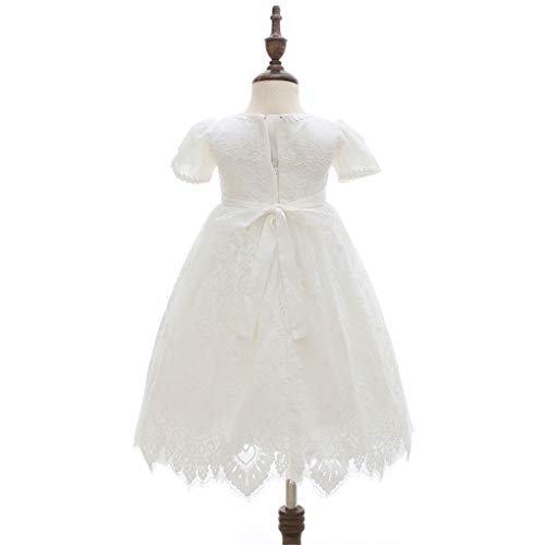 Baby Girls Embroidered Empire Waist Christening Gown Baptism Dress with Bonnet3