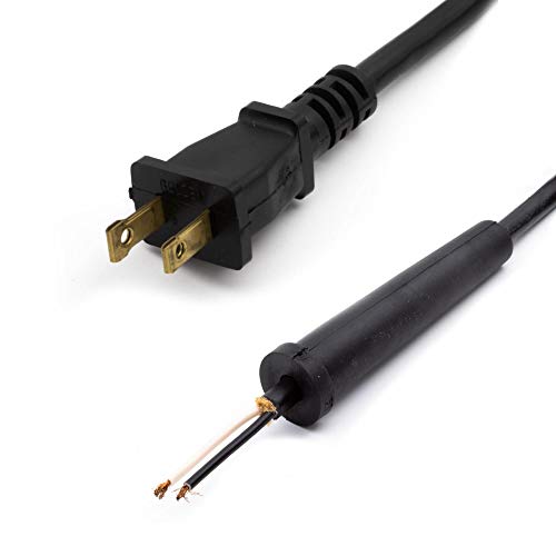 Power Tool Replacement Cord SJT, 18 GA AWG, 2 Wire, 6 1/2 ft, 2 Prong, with Stripped Ends and Rubber...