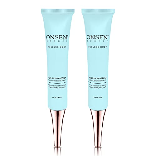 Onsen Cuticle Cream 2pk, Cuticle Oil in Deep Action - Japanese Natural Healing Minerals Nail Care Serum & Butter, Sooth, Repair, & Strengthen Cuticles & Nails, Visible Results, Non-Greasy - 2x 1 oz