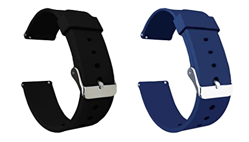 Image of ACM Pack of 2 Watch Strap Silicone Belt 22mm compatible with Beatxp Unbound Neo Smartwatch Casual Classic Band (Black /Blue)