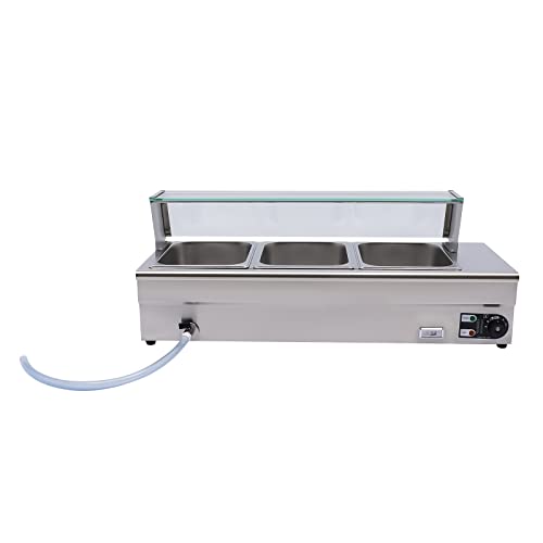 Elektrisch Warmhaltebehälter 3 x 6L, Edelstahl Buffetwärmer Speisenwärmer Buffetbehälter mit Deckel & Ablasshahn, Einstellbares Thermostat 30-80℃, Chafing Dishes Speise Wärmer – Bild 4