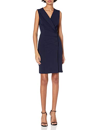 Nanette Nanette Lepore Women's Sleeveless V Neck Double Breasted Blazer Fitted Stretch Dress, Dark Navy, 8