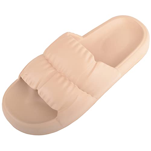 Sandales matelassées femme beige taille 40 nu-pieds faciles à enfiler