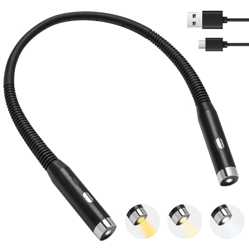 HHUWRUL Rechargeable LED Neck Reading Light, Book Light for Reading in Bed, 3 Colors & 3 Brightness...