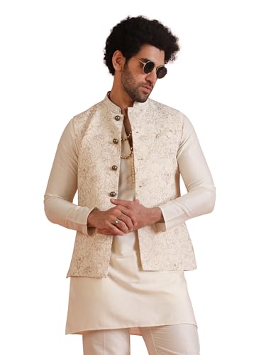 Image of KISAH Men's Jacket - Printed Cotton Blend - Indian Wedding Outfit for Men - Ideal for Weddings and Festivals