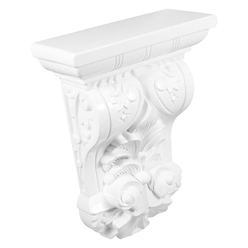 Ciieeo Ménsula Decorativa Europea Autoadhesiva Blanca Soporte de ABS Resistente para Decoración de Interiores y Exteriores Ménsula Tallada Artística para Esquinas y Molduras 1 Pieza