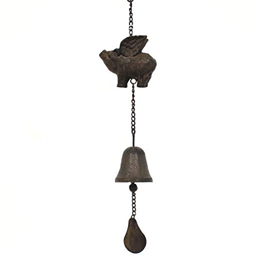 Midwest-Cbk Flying Pig With Wings Bell Wind Chime Cast Iron #TOP1