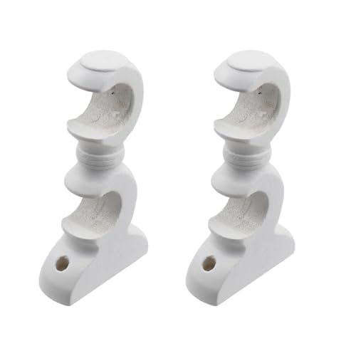 Woogim 2PCS White 29MM Double Wood Curtain Rod Hangers Ceiling Mounted Rod Support Window Curtain Hooks with Screws