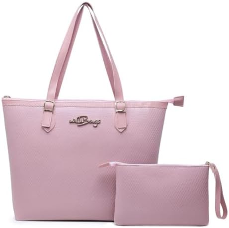 Kit Bolsa Feminina Tipo Sacola + Necessaire Willibags (Rosa)