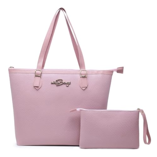 Kit Bolsa Feminina Tipo Sacola + Necessaire Willibags (Rosa)