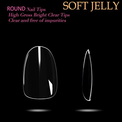 Una Gella Short Round Gel Nail Tips Clear 216 Pcs Round Short Fake Nails Round Press On Nails Short Oval Round Tips For Nails Full Cover Short Acrylic Round Nails French False Nails 12 Sizes False Soft Gel Tips #TOP6