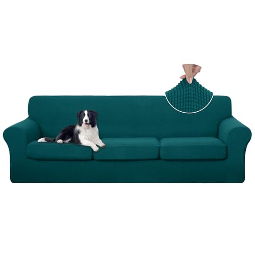 U-NICE HOME 4 Pieces Oversized Stretch Couch Cover Slipcover, Blue