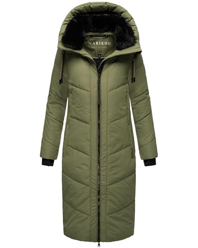 Ladies’ Long Winter Coat with Hood & Detachable Faux Fur Collar | Quilted Jacket for Women | Nadaree XVI XS-XXL