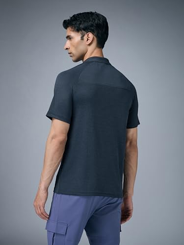 Image of TECHNOSPORT Men's 100% Polyester Slim Fit Self-Design Half Sleeve Polo T-Shirt with Double Cool, SPF50+ Properties for Gym, Workout 7 Regular Use