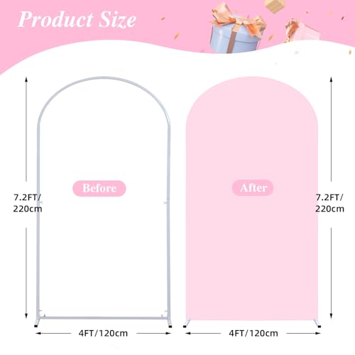 7.2FT Pink Wedding Arch Cover Spandex Fitted Arch Covers Stretchy Backdrop Round Top Chiara Backdrop for Easter Birthday Party Baby Shower Ceremony Anniversary Decoration by Shillance - Used condition - Image 7