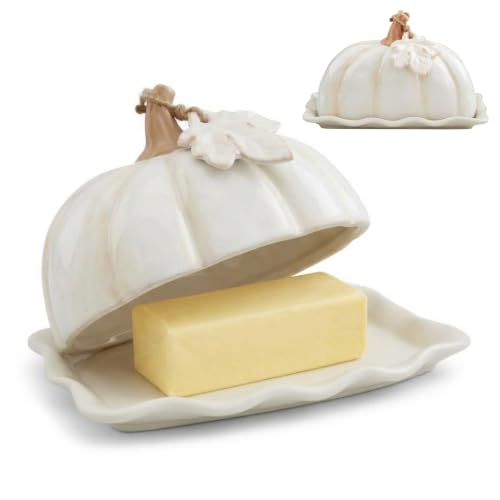 Mud Pie Pumpkin Butter Dish With Lid, Fall and Thanksgiving Butter Dish