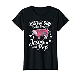 Just A Girl Who Loves Jesus And Pigs T Shirt Farmer Lover T-Shirt