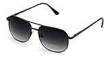 V.W.E. Metal Sunglasses - Big Lens Spring Hinge Square - Gold Gunmetal Black Brown (Gunmetal/Black)