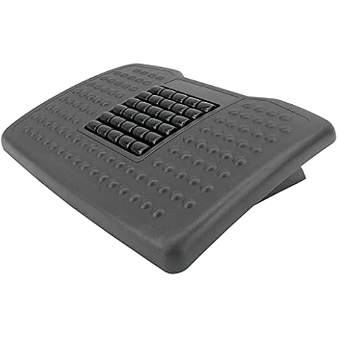 PrimeMatik - Reposapiés ajustable de plástico negro con masaje Cover