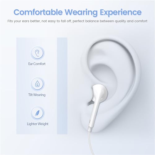 Nvnceiw NVN-LT01 2 Pack For Iphone Headphones/ Earbuds Wired Earphones Whit Lighting Aux Jack Built-In Microphone & Volume Control Compatible thumb #3