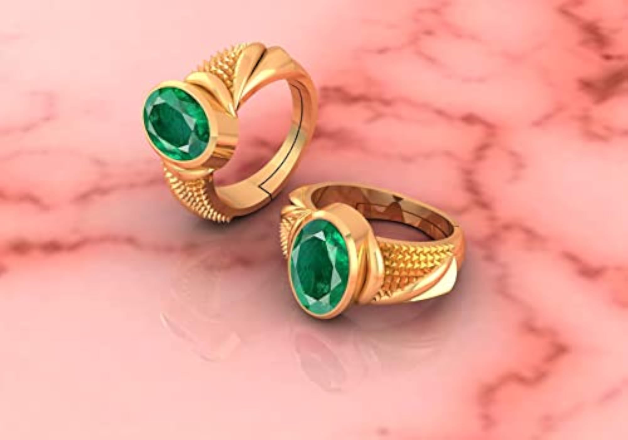 Women's Adjustable Gold Plated 925 Silver Emerald Ring