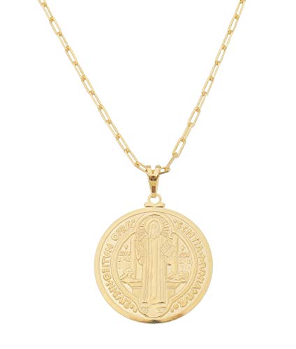 Cordão com Medalha de São Bento Protetora Banhado a Ouro 18k