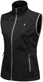 Little Donkey Andy Women's Lightweight Softshell Vest, Windproof Sleeveless Jacket for Running Hiking Travel, Black M