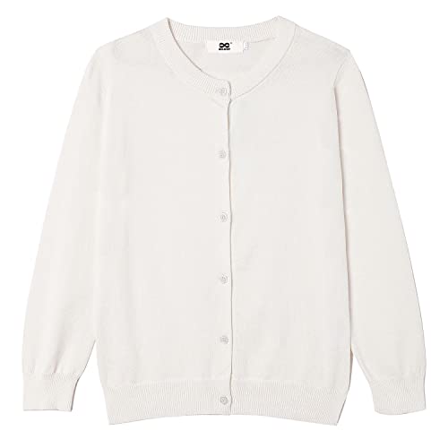 Image of Girls' Cardigan Sweater [Cute Petal Buttons] Cotton Long Sleeve Crewneck Uniform Sweater for 5-14 Years Girls