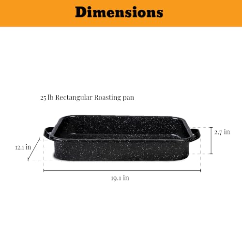Granite Ware Open Roasting Pan with Flat Rack (Speckled Black) - Accommodates up to 25 lb poultry or roast.