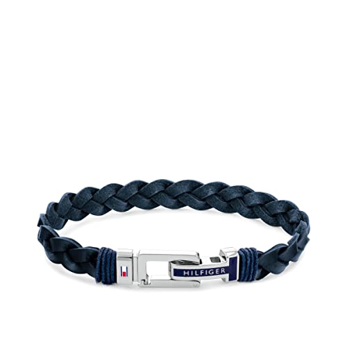 Tommy Hilfiger Jewelry Bracciale in Pelle Intrecciata da Uomo - Disponibile in Blu o Nero