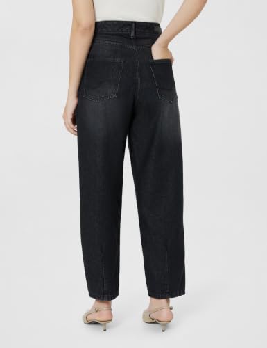 Image of Amazon Brand - Symbol Women's Barrel Fit Denim Jeans | Tapered Balloon | High Rise | Ankle Length (Available in Plus Sizes)