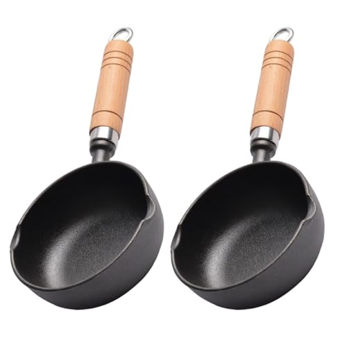 PAMINGONO 2 Cacerolas De Acero Inoxidable De 13 Cm, Mini Cacerola De Aceite Caliente Con Mango Largo, Pequeña Olla Para Derretir Chocolate Y Mantequilla, Estufa Pequeña, Calentador De
