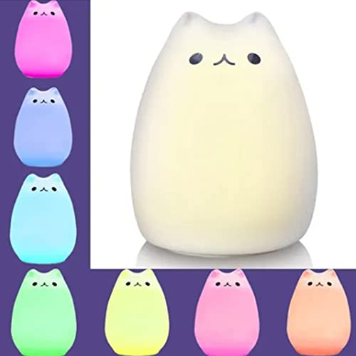 Lámpara de mesa de noche gato LED recargable con USB miniatura 1