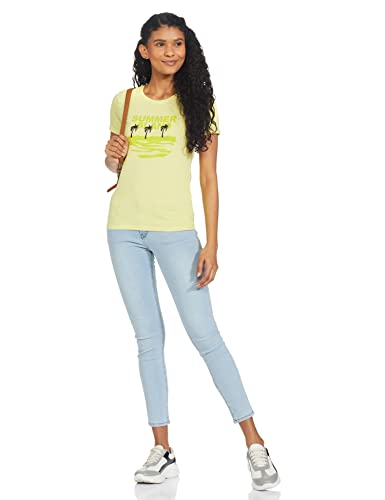 Image of Spykar Womens Regular Fit Cotton Lycra Solid T-Shirt (A21SPKT01BJ007L-P)
