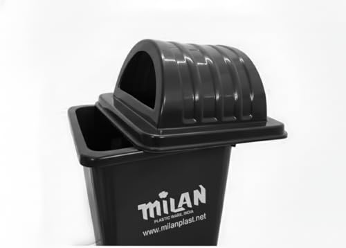 Image of Milan Plastic Garbage Dustbin With Dome Lid 60 Litre Black