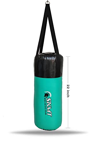 Image of SKMT Never Lose Until You Win Kids Boxing Kit with Filled Punching Bag, Gloves and Headgear, Age 7-13 Years (C Green)