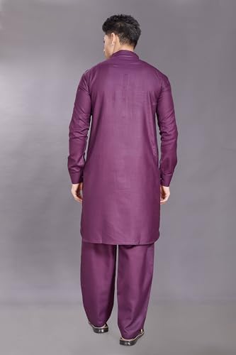 Image of DIVISIVE Men's Cotton Blend Pathani Kurta Pyjama Set